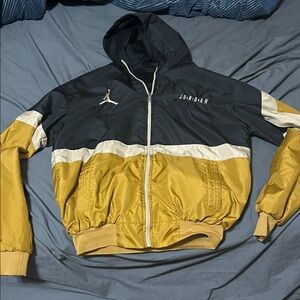 Jordan Men's Black, Gold, and White Windbreaker